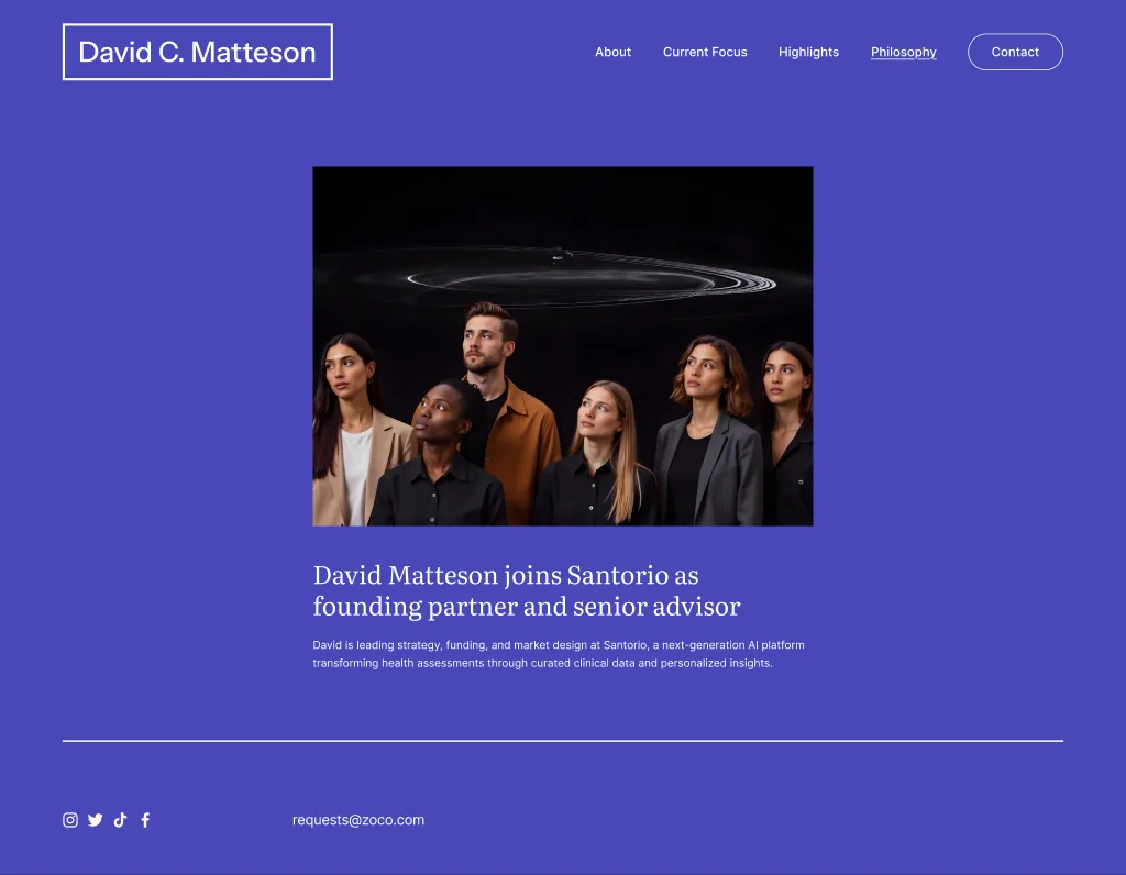 Blog post: David Matteson joins Santorio as founding partner and senior advisor