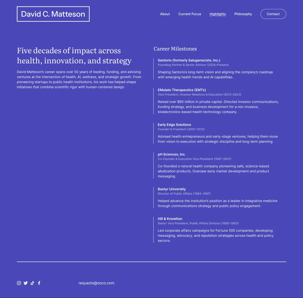 Highlights page: Five decades of impact across health, innovation and strategy