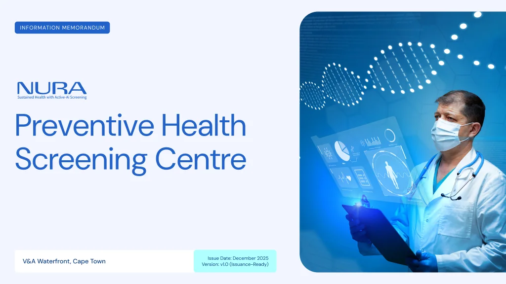 NURA information memorandum — light cover: doctor with AI health data display