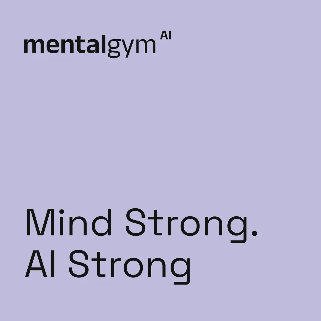 Social post: Mind Strong. AI Strong in near-black on lilac