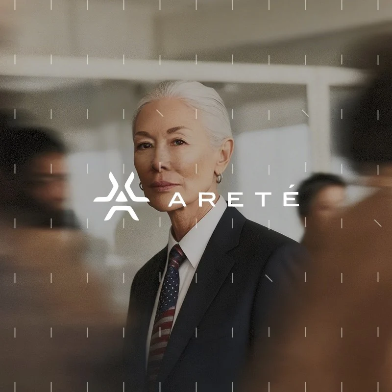 Areté Intelligence logo over an executive portrait